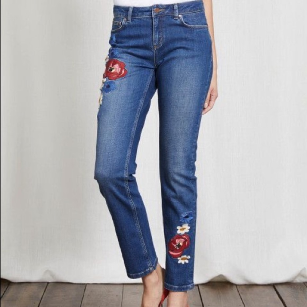 Boden Cavendish Girlfriend Jeans Floral Embroidery